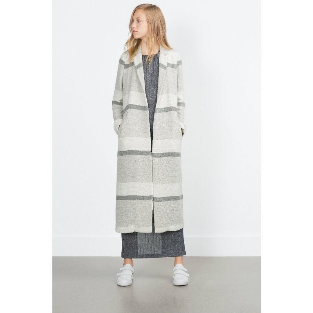 Zara Gray and White Striped Cardigan